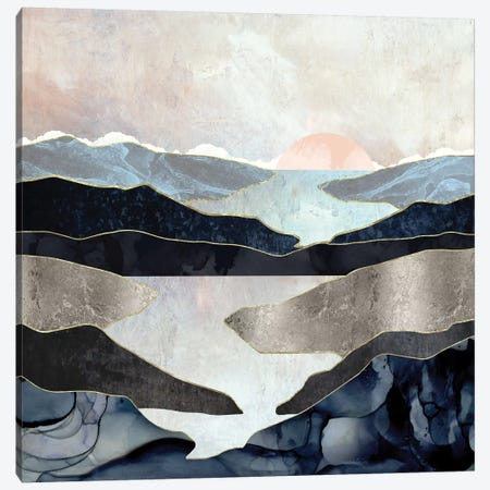 Blue Mountain Lake Canvas Print #SFD198} by SpaceFrog Designs Canvas Art Print