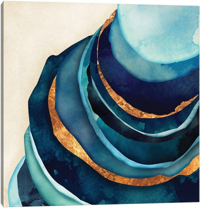 Abstract Blue And Gold Canvas Art Print - Scandinavian Décor