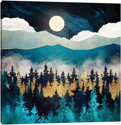 Evening Mist Canvas Art Print - Forest Art