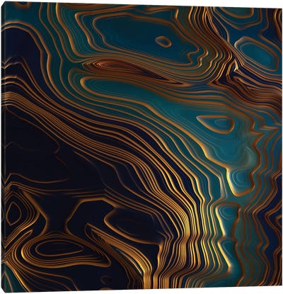 Peacock Ocean Canvas Art Print - Gold Abstract Art