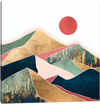 Spring Dusk Canvas Art Print - Mountain Sunrise & Sunset Art