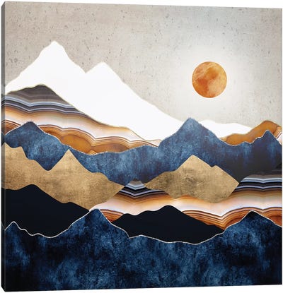 Amber Sun Canvas Art Print - Pantone 2020 Classic Blue
