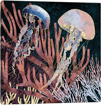 Metallic Coral Canvas Art Print - Jellyfish Art