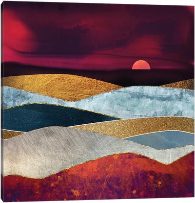 Crimson Sky Canvas Art Print - Abstract Shapes & Patterns