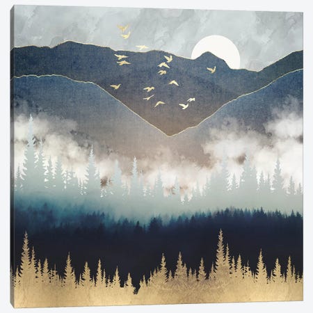 Blue Mountain Mist Canvas Print #SFD242} by SpaceFrog Designs Art Print