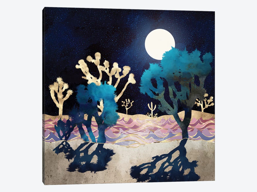 Desert Lake Moonlight by SpaceFrog Designs 1-piece Canvas Print