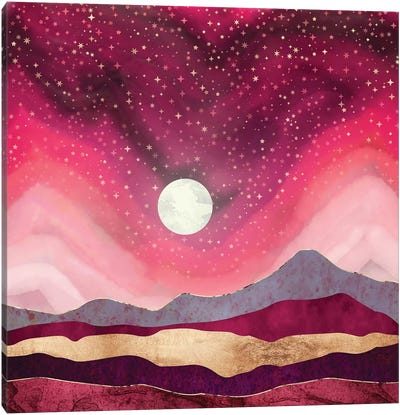 Scarlet Night Canvas Art Print - Gold & Pink Art