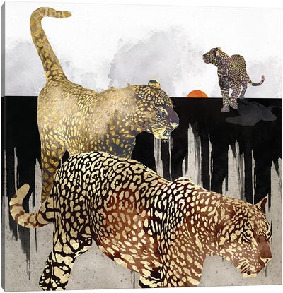Minimal Leopards Canvas Art Print - Leopard Art