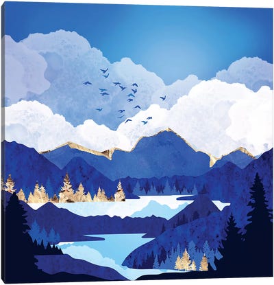 Blue Lake Canvas Art Print - Classic Elegance