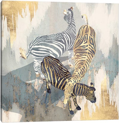 Metallic Zebras Canvas Art Print - SpaceFrog Designs