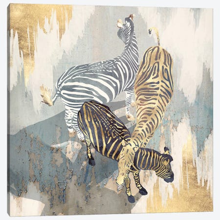 Metallic Zebras Canvas Print #SFD261} by SpaceFrog Designs Art Print
