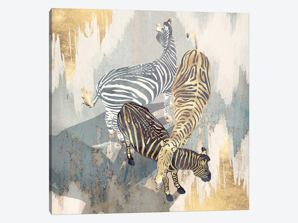 Metallic Zebras by SpaceFrog Designs 1-piece Canvas Print