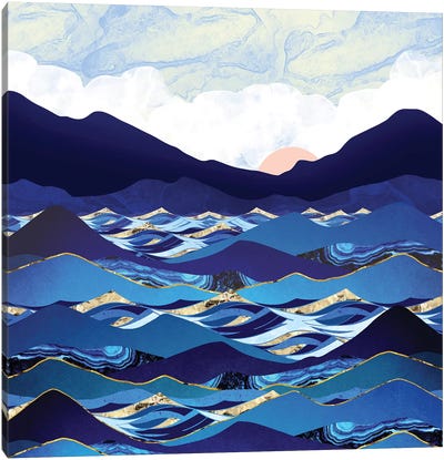 Ocean Blue Canvas Art Print - Wave Art