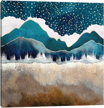 Late Winter Canvas Art Print - Blue & Gold Art