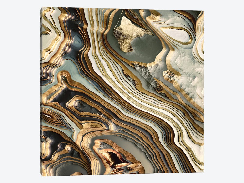 White Gold Agate Abstract by SpaceFrog Designs 1-piece Canvas Print