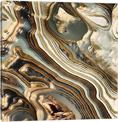 White Gold Agate Abstract Canvas Art Print - SpaceFrog Designs