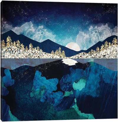 Midnight Water Canvas Art Print - Ocean Blues