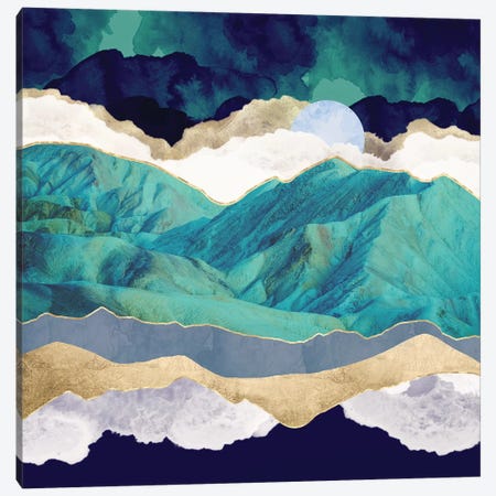 Teal Mountains Canvas Print #SFD282} by SpaceFrog Designs Canvas Art Print