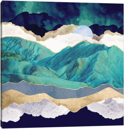Teal Mountains Canvas Art Print - SpaceFrog Designs