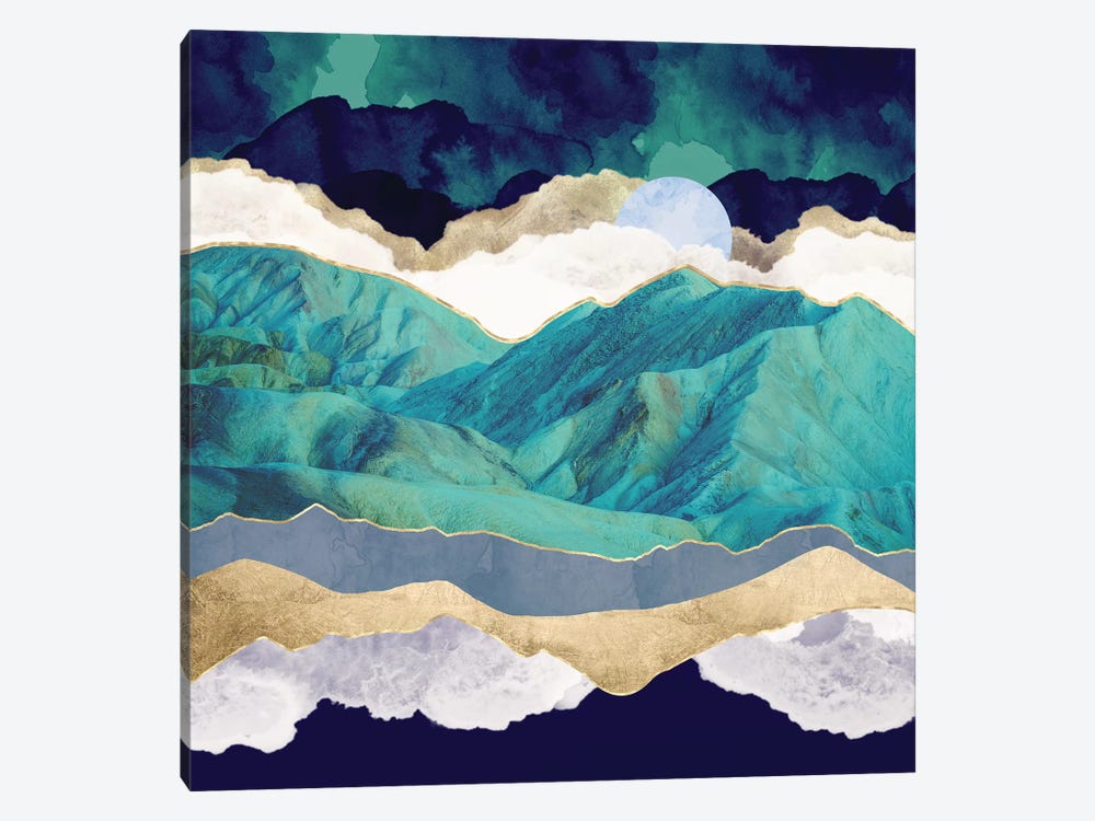 Teal Mountains by SpaceFrog Designs 1-piece Canvas Art