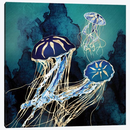 Metallic Jellyfish III Canvas Print #SFD286} by SpaceFrog Designs Canvas Wall Art
