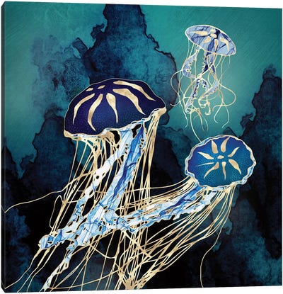 Metallic Jellyfish III Canvas Art Print - Kids Ocean Life Art