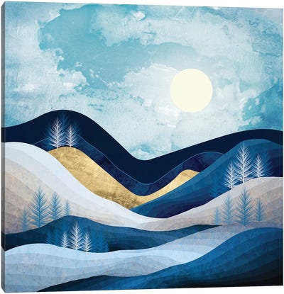 Moonlit Hills Canvas Art Print - Holiday Décor