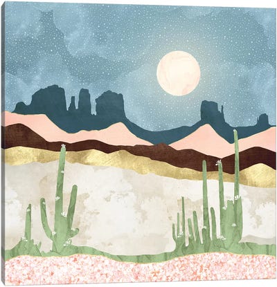 Desert Bloom Canvas Art Print - Cactus Art