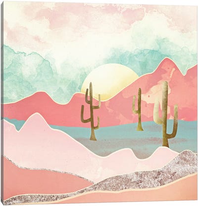 Desert Mountain Canvas Art Print - Succulent Art