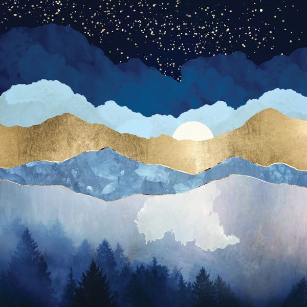 Blue & Gold: Midnight Forest by SpaceFrog Designs