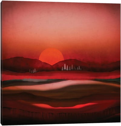 Solitude Canvas Art Print - Red Abstract Art