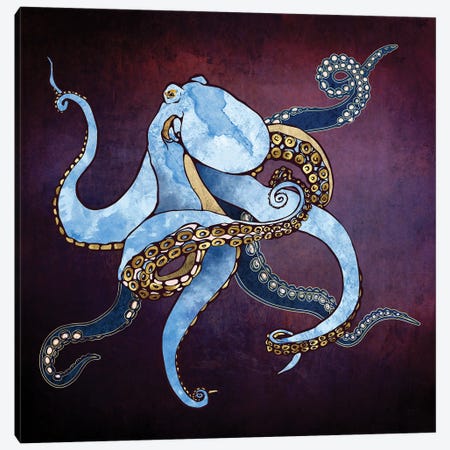 Metallic Octopus Iii Canvas Print #SFD305} by SpaceFrog Designs Canvas Print