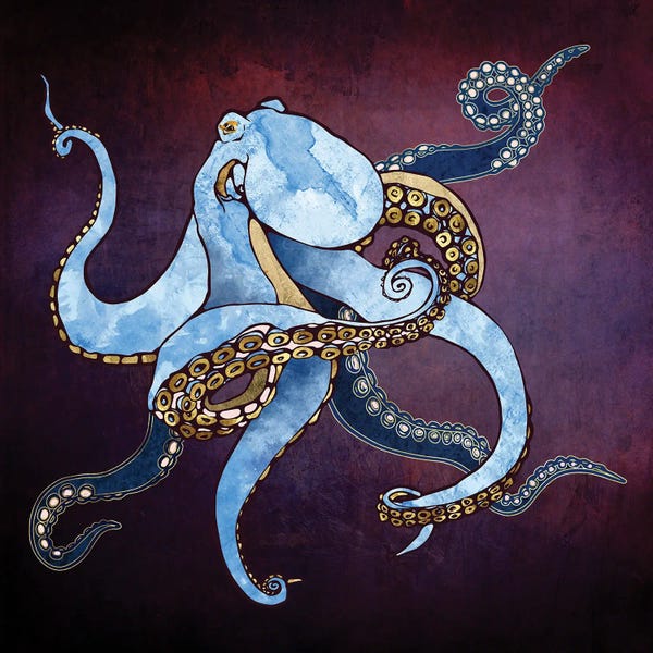 Kids Ocean Life Art: Metallic Octopus Iii by SpaceFrog Designs