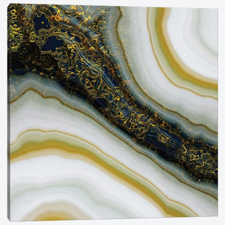 Navy and Gold Abstract Canvas Print #SFD308} by SpaceFrog Designs Canvas Wall Art