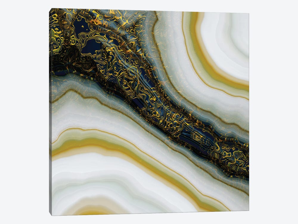 Navy and Gold Abstract by SpaceFrog Designs 1-piece Art Print