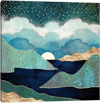 Ocean Clouds Canvas Art Print - Night Sky Art