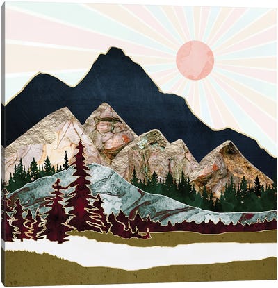 Retro Autumn Vista Canvas Art Print - Mountain Art