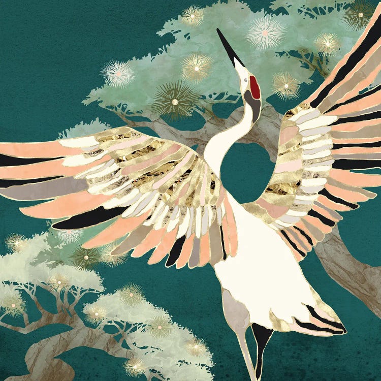 Golden Crane by SpaceFrog Designs wall art