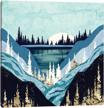 Blue Forest Lake Canvas Art Print - SpaceFrog Designs