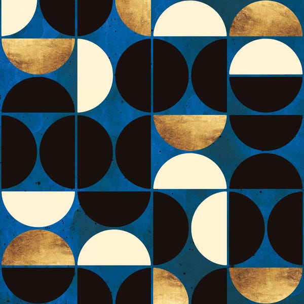 Blue & Gold: Retro Moon by SpaceFrog Designs