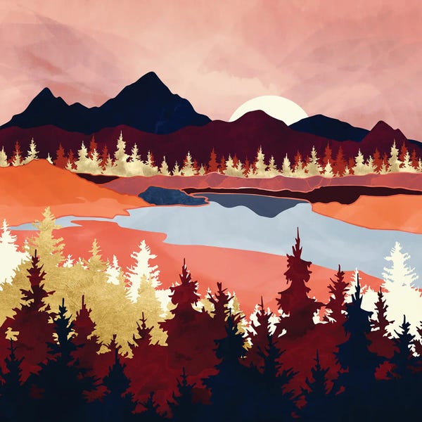 Pine Trees: Grapefruit Sky by SpaceFrog Designs