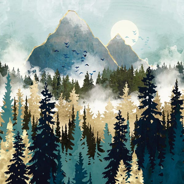 Large Wall Art & Big Canvas Prints: Misty Pines by SpaceFrog Designs