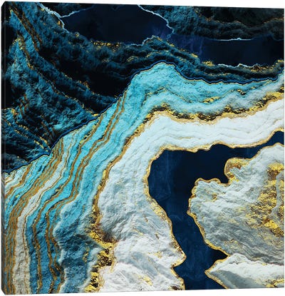 Aerial Ocean Abstract Canvas Art Print - Jewel Tones