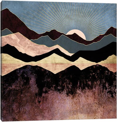 Crimson Peaks Canvas Art Print - Mountain Sunrise & Sunset Art