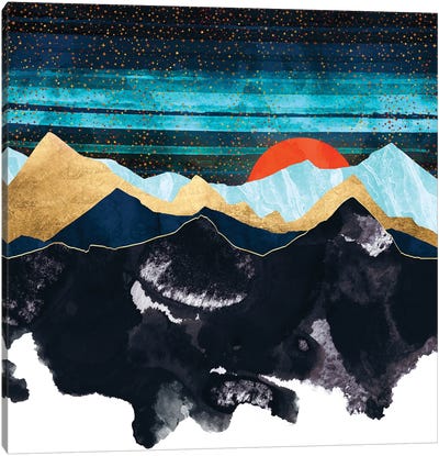 Amber Moon Canvas Art Print - Mountain Sunrise & Sunset Art