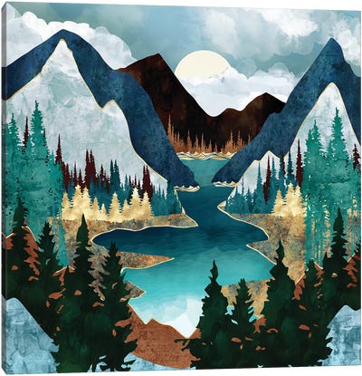 River Vista Canvas Art Print - Pine Tree Art