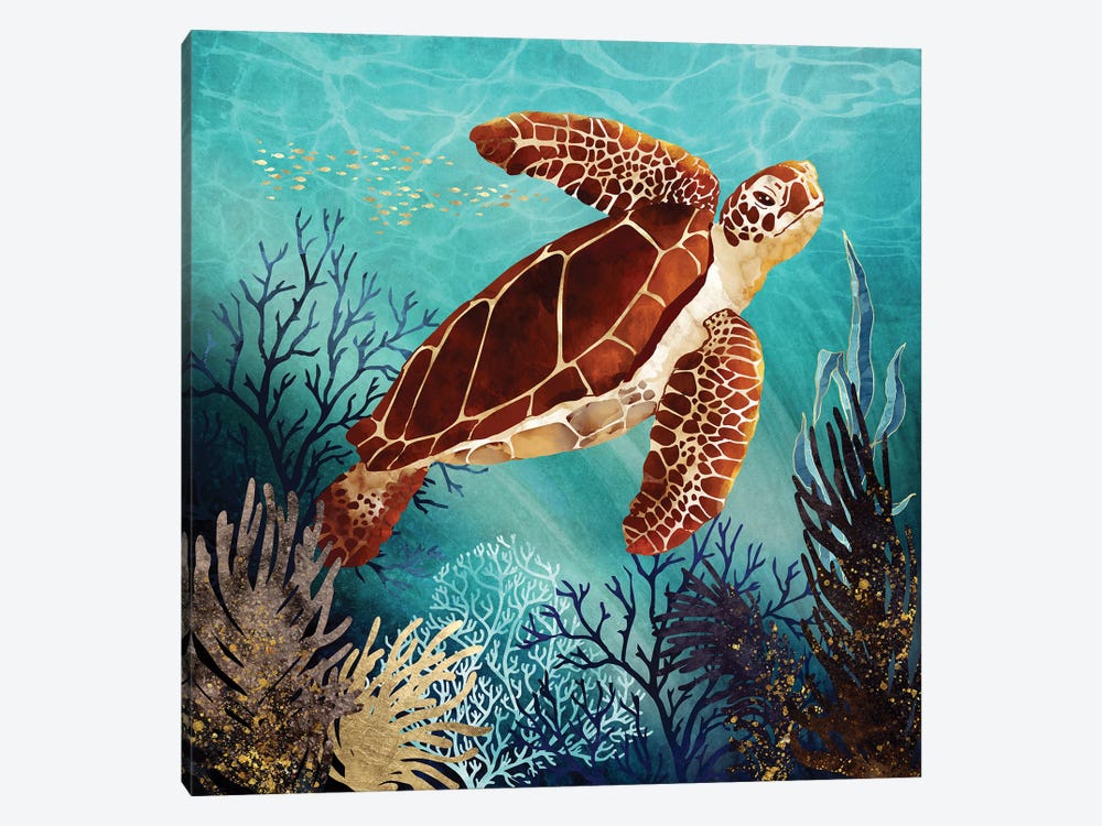 Metallic Sea Turtle by SpaceFrog Designs 1-piece Canvas Artwork