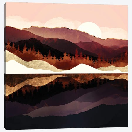 Rose Mountain Reflection Canvas Print #SFD358} by SpaceFrog Designs Art Print