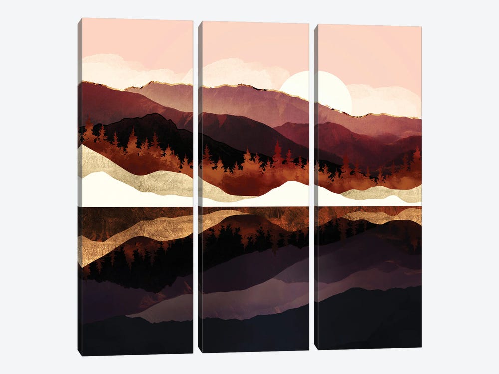 Rose Mountain Reflection by SpaceFrog Designs 3-piece Canvas Artwork