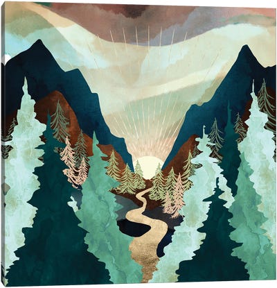 Sunrise River Valley Canvas Art Print - SpaceFrog Designs